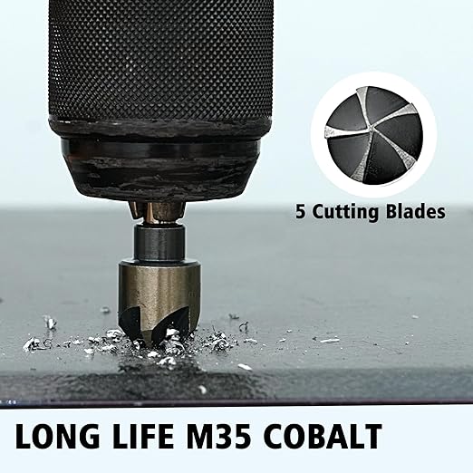 5Pcs Step Drill Bit & 5Pcs Countersink Drill Bit Set, Titanium Coated, 50 Sizes of Step Bit for Metal with Aluminum Case, Multiple Hole Stepped Up Bits for DIY