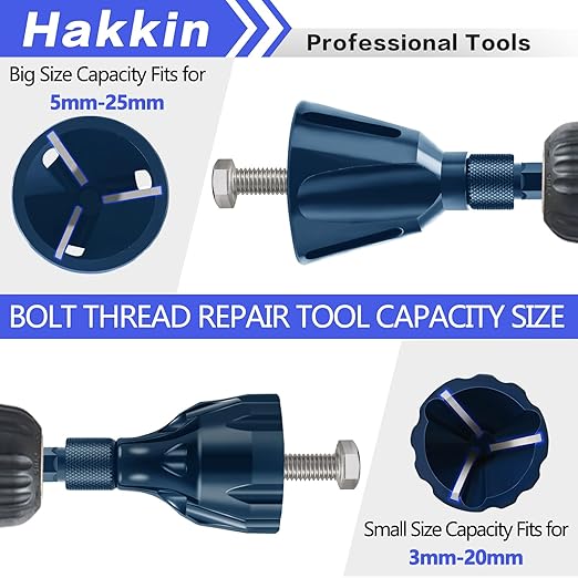 4Pcs Deburring External Chamfer Tool with Tungsten Carbide Blade, Hakkin Bolt Deburring Chamfering Drill Bit Remove Burr Tools, All Thread Deburring Tool with Hex Shank - Fits 1/8" to 1" (3-25mm)