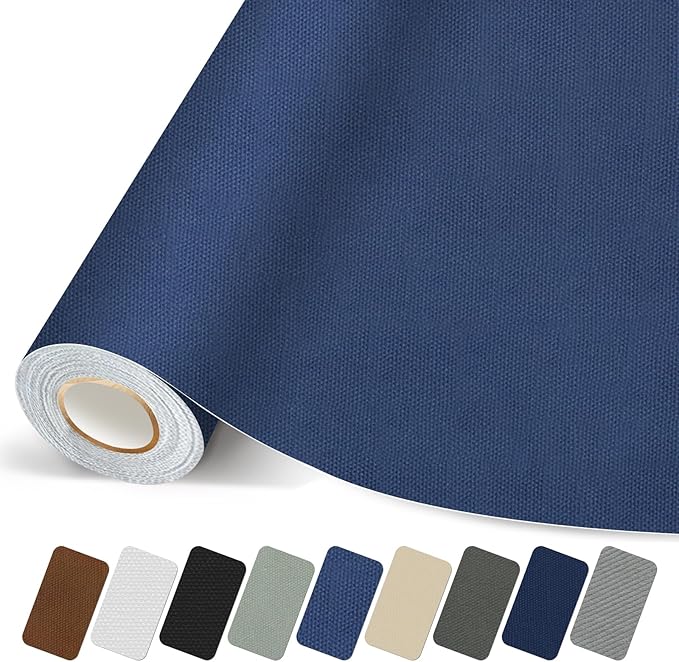 Canvas Repair Patch, 17X79 Inch Strong Sticky Fabric Repair Tape, Self-Adhesive Fabric Patch for Sofas, Tote Bags, Clothing, Car Seats, Furniture (Blue Grey, 17X79 Inch)