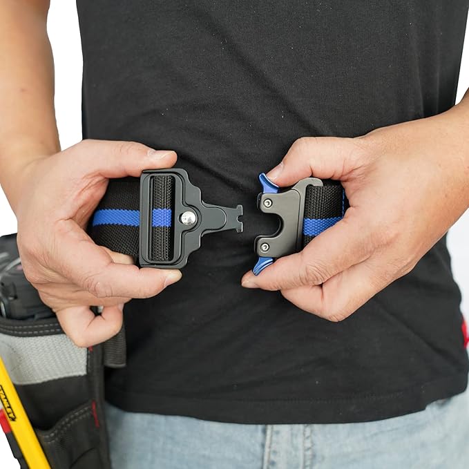 MELOTOUGH 2" Nylon Web Work Tool Belt for Men with Heavy Duty Quick Release Rugged Metal Buckle outdoor men's belt Tool Belts （Blue）