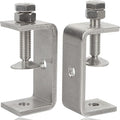 Heavy Duty Stainless Steel C Clamps 2 1/2 Inch for WoodWorking, Small U Clamps for Mounting, Mini Desk Clamps with Stable Wide Jaw Opening & Protective Pads/I-Beam Design (2pcs)