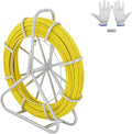 VEVOR Fiberglass Fish Tape 656 FT x 1/4 inch, Fish Tape Duct Rodder Puller with Durable Steel Stand, Non-Conductive Fishtape Wire Cable Running Rod for Walls, Floor and Electrical Conduit