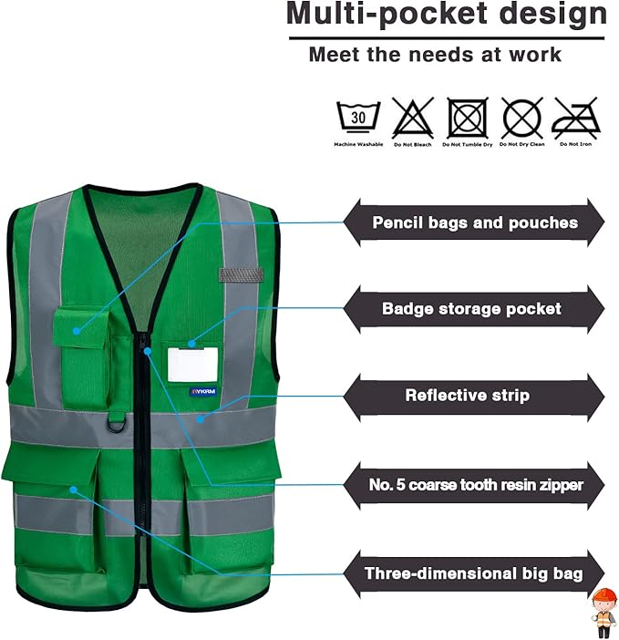 A-SAFETY XSmall Green hi vis vest xs