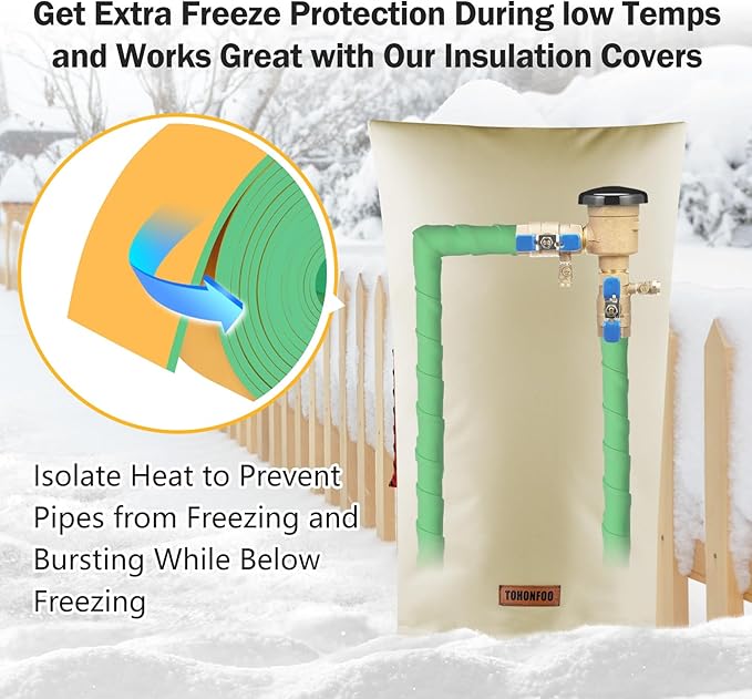 Pipe Insulation Tape, Outdoor Water Pipe Insulation Wrap, Foam Insulation Tape for Outdoor Pipes Winter Freeze Protection, Heat Tape for Water Pipes, Copper Pipes, PVC, AC Line, 3in x 15ft, Green