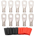 SVAAR 10pcs 6 AWG - 5/16'' Tinned Copper Cable Lugs UL Listed 6 Gauge Ring Terminal Wire Lugs Battery Cable Ends Heavy Duty Closed End Crimp Connectors with 10pcs 3:1 Heat Shrink Tubings