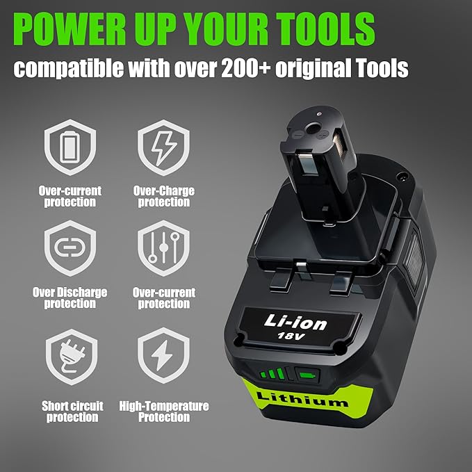 2Pack 8.0Ah Battery Replacement for Ryobi 18V Lithium Battery Compatible with Ryobi 18 Volt ONE+ Plus P107 P108 P102 P103 P104 P105 P109 P122 Cordless Tools