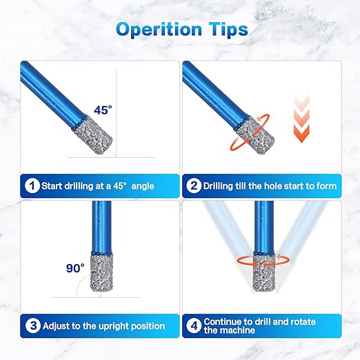 Diamond Hole Saw Kit - Porcelain Tile to Granite Drilling, 9pcs Diamond Drill Bits with Triangle Shank (6 8 10 20 25 32 35 43 50mm)
