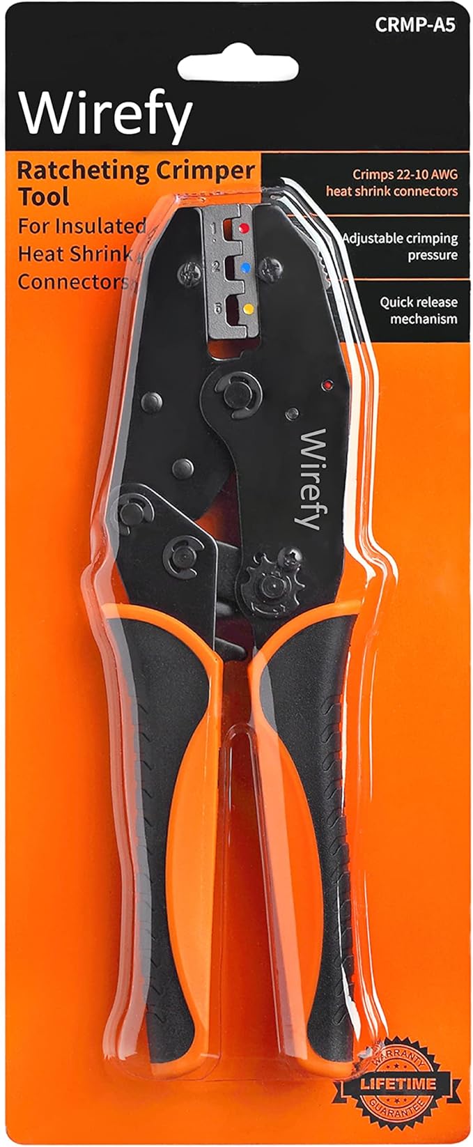 Wirefy Crimping Tool For Heat Shrink Connectors - Ratcheting Wire Crimper - Crimping Pliers - Ratchet Terminal Crimper - Wire Crimp Tool for Your Kit