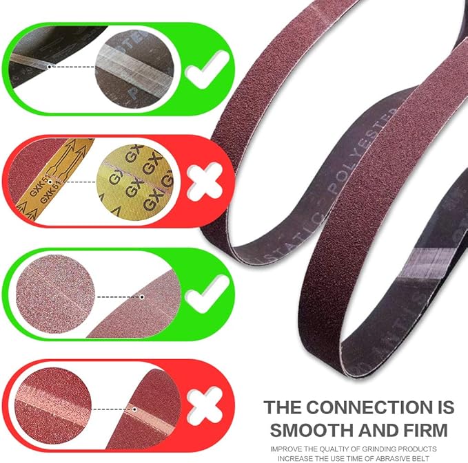 1x30 1 x 30 inch Sanding Belt Pack 1-Inch x 30-Inch,12 Pcs(4 Each of 80 120 150 Grits) Aluminum Oxide for Sander