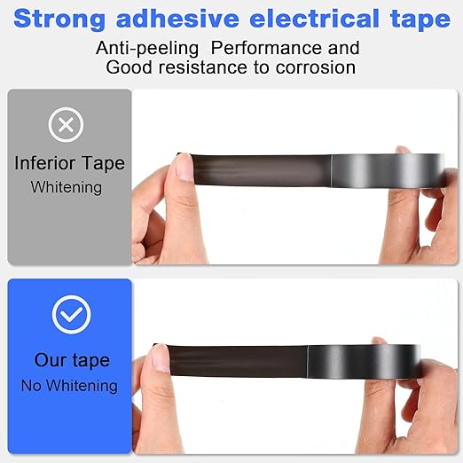 Qilery 60 Pack Electrical Tape Waterproof 3/4 in x 65 ft Electric Wire Tape for Any Weather Under 600v Home Outdoor Insulating Wire Wrapping(Black)