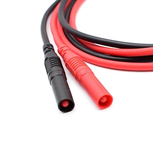 2Pcs Multimeter Test Lead Male to Male Extension Right Angle to Straight 4mm Banana Plug Connectors Meter Leads Heavy Duty Silicone Jumper Wires 14 AWG 3 Feet
