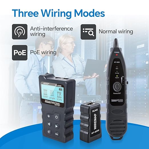 NOYAFA NF-8209 Network Cable Tester, Ethernet Cable Wire Tester with POE & NCV for CAT5/CAT6 Wire Tracer, Length Test, RJ45 Network Tester Kit for Cable Tracer Telephone Line Finder Home Repair