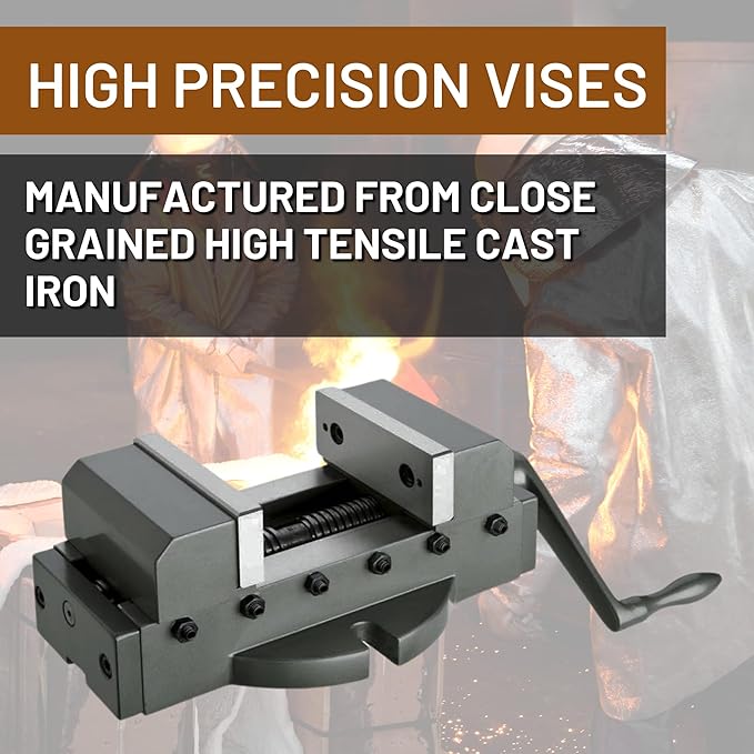 EXXO Self Centering Vice 2"-Heavy Duty Hard Alloy Steel Fixed Base Vise Tool Bench Tools Built For High Precision Milling, Woodworking, & Forming