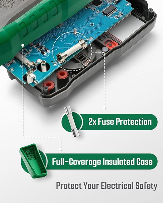 TESMEN TMM-569A Digital Multimeter, TRMS 4000 Counts Ohmmeter, Auto-Ranging Voltage Tester with NCV, Voltage & Current, Resistance, Continuity, Diode, Capacitance, Phase, Temperature, Live Wire -Green