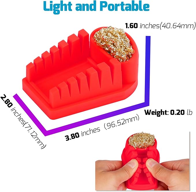 WEP S200 Red Soldering Wire Holder, Heat Resistant Silicone Stand with Brass Wool Tip Cleaner and 6 V-shaped grooves, Helping Hands for Soldering