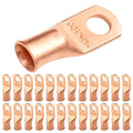 SELTERM 25pcs 2 AWG 5/16" Stud Battery Lugs, Ring Terminals, Heavy Duty Copper Wire Lugs, Battery Cable Ends, 2 Gauge Ring Terminal Connectors, UL Bare Copper Eyelets Electrical Battery Cable Lugs