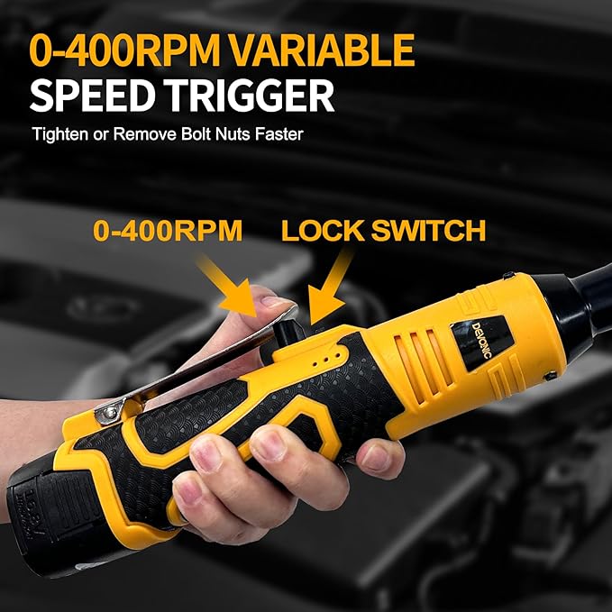 XGOLD 16.8V Cordless Ratchet Wrench 3/8 Set,40FT-LBS (45N.m) Electric Ratchet,Electric Socket Wrench With 2 Batteries,6 Sockets,1/4” Adapter And Fast Charger