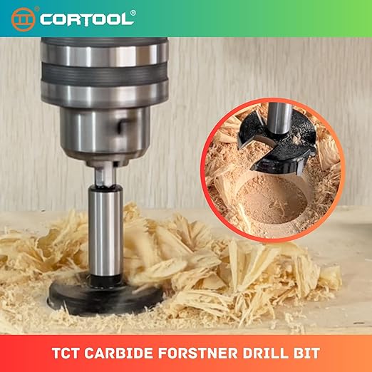 Forstner Drill Bit 1 Inch, Triple-Flute Carbide Tipped Forstner Bit for Hard Wood, Soft Wood, Veneered Plywood, Plastic, Drilling Hole Saw Woodworking Hinge Cutter Tool