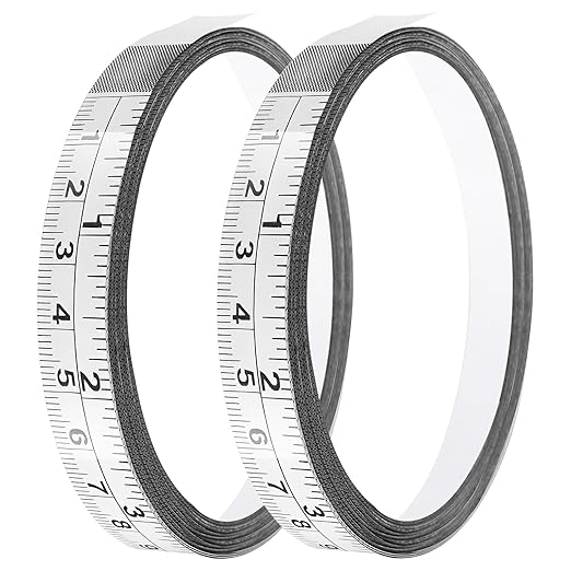 Adhesive Measuring Tapes,Steel Self Tape Measure,1/2" Wide Imperial & Metric Ruler Sticker, Stick On Table Saw and T Track for Woodworking, Drafting (White, Right to Left 118" 2PCS)