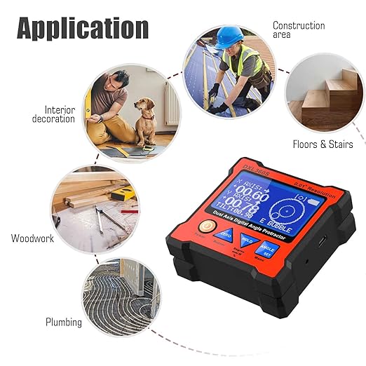 Digital Protractor DXL360S GYRO + Gravity 2 in 1 Digital LCD Protractor Inclinometer Dual Axis Level Box 0.01°Resolution