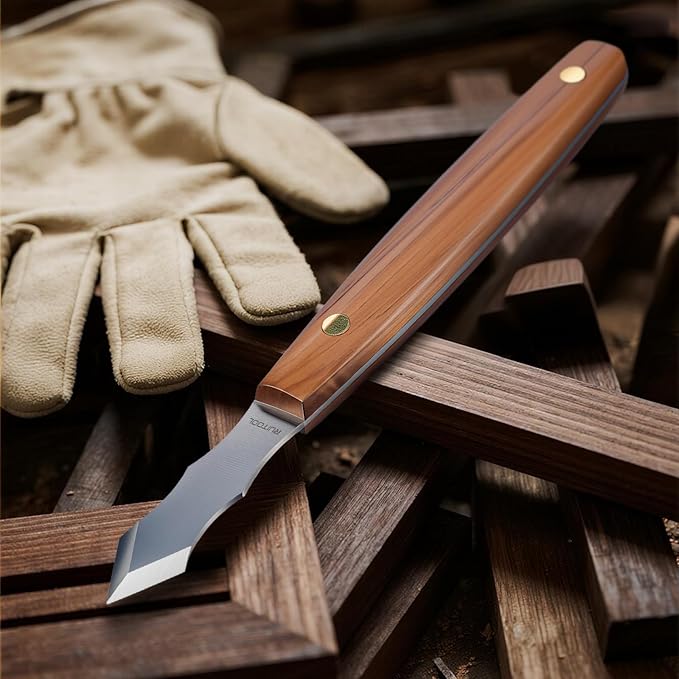 RUITOOL Marking Knife, Long‑Neck Thin Blade Scribing Tool with Dual Grooves for Woodworking – High Carbon Steel Double Beveled Blade for Precision Wood Carving & Fine‑Line Scribing in Narrow Grooves