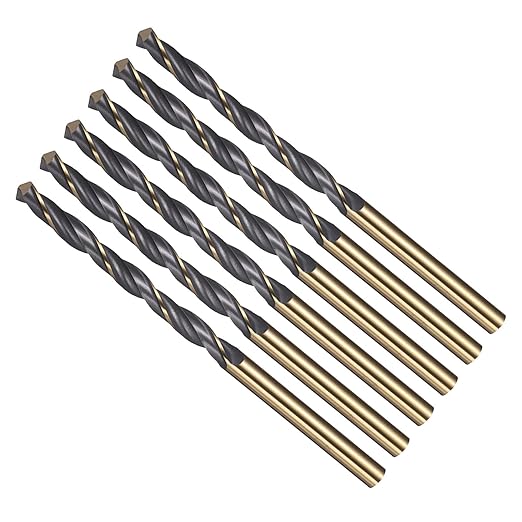 Drill Bit, 4.2mm Cutting Diameter, 4341 HSS Gold and Black 118° Cutting Angle Number Jobber Bits - (Applications: for Drilling Soft Metal Plastic Wood), 6-Pieces