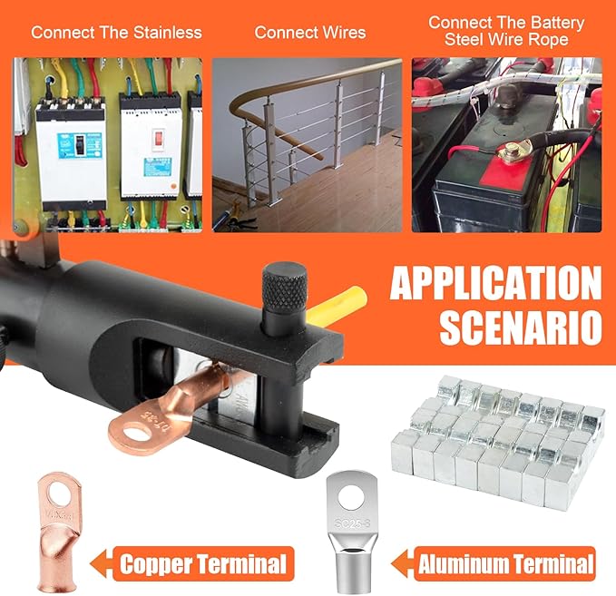 HZLZRZ 12 Tons Hydraulic Crimping Tool, Range 6AWG-4/0AWG(250MCM), Hydraulic Cable Lug Crimper with 8 Pairs of Dies for Hydraulic Wire Battery Cable Electrical Terminal Crimping Tool (YQ/120A)