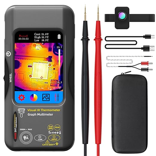 BSIDE Thermal Imaging Camera Multimeter 320×320 Resolution with 20000 Words Multimeter Function 3.98'' Touchscreen 25Hz Infrared Thermal Camera (-20-550℃) 15 Thermal Palettes TRMS Auto-Ranging Tester