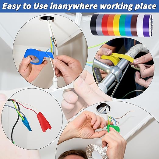 100 Rolls Colored Electrical Tape Bulk 3/4 Inch x 66ft, Waterproof Vinyl Electric Tape High Temp Insulation Tape for Electrical Protection Home Outdoor Electric Insulating Wire Wrapping