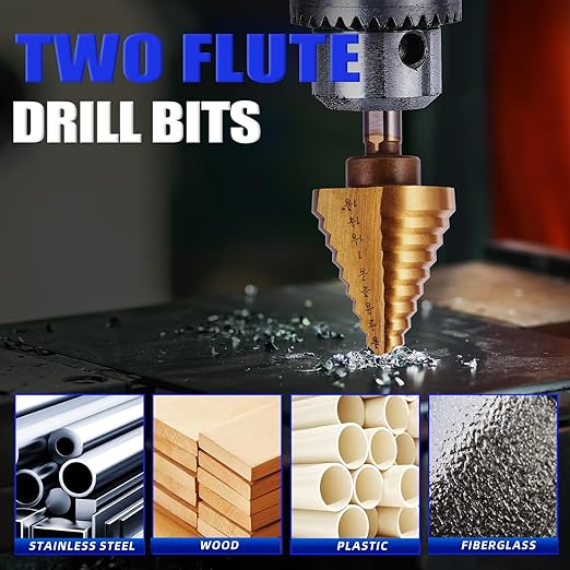 Step Drill Bits, 3PCS (28 Sizes) HSS Step Unibit Drill Bit Set with Automatic Center Punch, Double Cutting Blades, High-Speed Steel, Multiple Hole Stepped Up Bits for DIY Lovers with Case