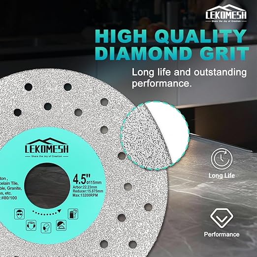 Rock Slab Grinding Disc - 4.5 inch Glass Cutter Disc (5pcs), Granite Cutting Blade, Diamond Grinder Wheel for Rock Slab, Stone, Tile, Marble, Granite, Glass Diamond Saw Blades