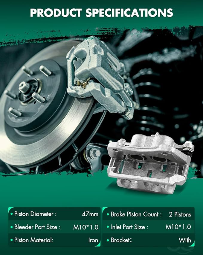 SCITOO 19B3826A Front Left Disc Brake Caliper w/Bracket Fit For Acura For MDX 2014-2019,For Honda For Pilot 2016-2019,For Honda For Ridgeline 2017-2019, Double Pistons