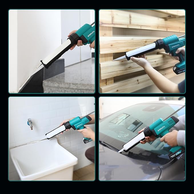 Caulk Gun 20V Auto Retract Drip-Free Caulking Gun with LED 300ml/10oz Silicone Caulking Tool for Filling Sealing 6 Adjustable Speed Electric Caulking Gun Kit with Battery and Charger