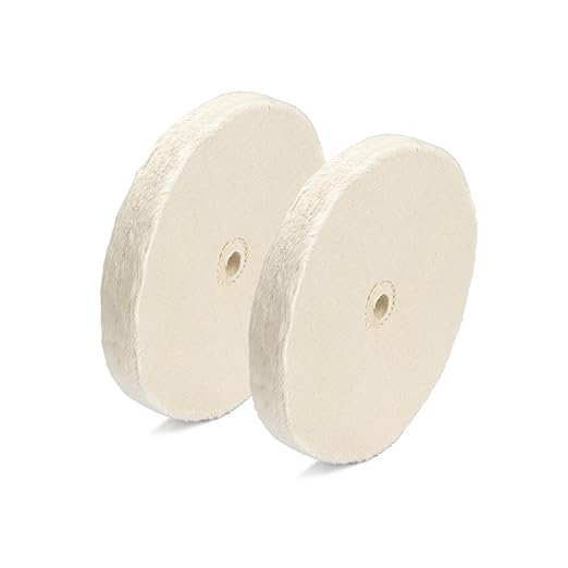 ENKAY - 6" Loose Cotton Buffing Wheels (2 Pack) for Polishing Metal and More, for Use with Polishing Compounds, Buffing Machines & Bench Grinders (40 Ply Each)