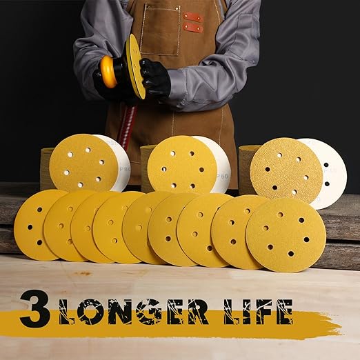 80 Grit Sanding Discs 6 Inch, Hook and Loop Sandpaper for Orbital Sander, Professional for Automotive and Woodworking, 100 Pack