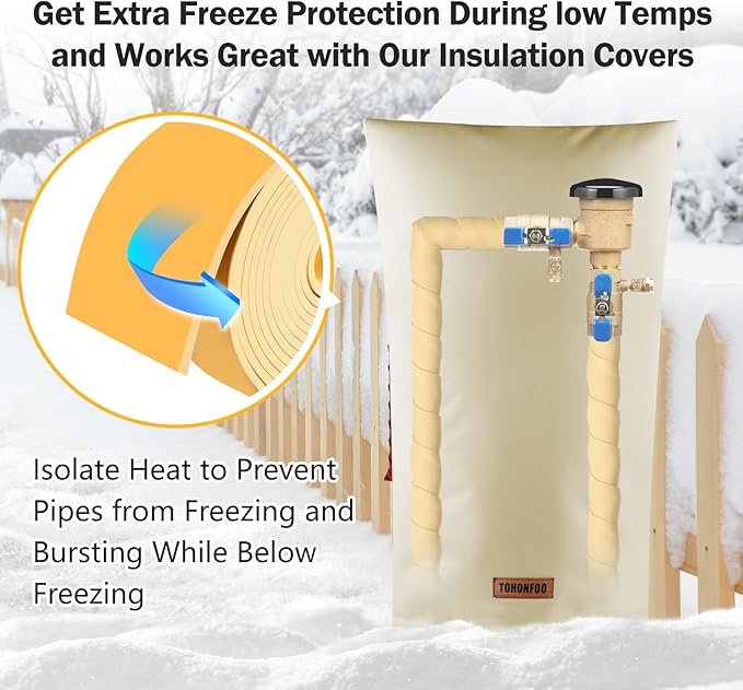 Pipe Insulation Tape, Outdoor Water Pipe Insulation Wrap, Foam Insulation Tape for Outdoor Pipes Winter Freeze Protection, Heat Tape for Water Pipes, Copper Pipes, PVC, AC Line, 3in x 15ft, Beige