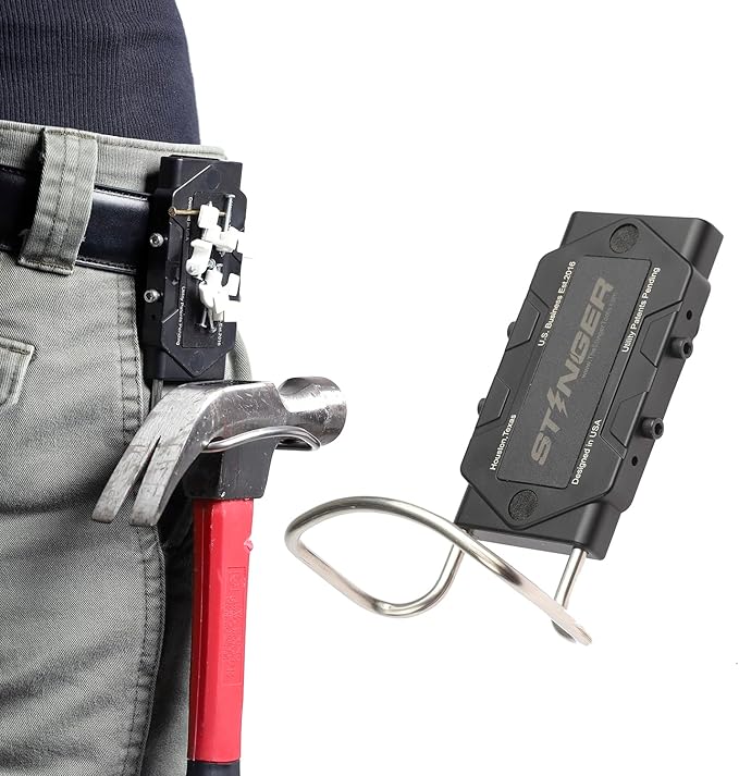 Stinger Magnetic Clip on Tool Hammer Holder for Belt, Strong Magnets Belt Clip Holster for Any Magnetic Tools and Hardware Holds Hammer, Wrench, Pliers, Screws, Nails, Drill Bit, Screw Driver