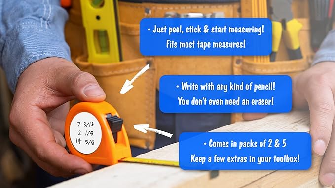 CYCLOPS Erasable Scratch Pads for Tape Measure, Construction, Woodworking Tool - Jobsite Tough, Made in the USA - 2 Pads - Write Measurements & Notes - Great Stocking Stuffer, Gift for Men & Women