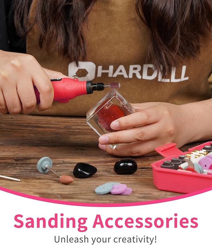 HARDELL Rotary Tool Accessories, 230pcs Power Rotary Tool Accessories Kit, 1/8"(3.2mm) Diameter Shanks, Universal Fitment for Easy Cutting, Polishing, Sanding, Carving, Grinding(Pink)