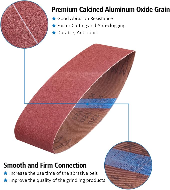 3 x 18 inch Sanding Belts, 120 Grit 3x18 Aluminum Oxide Belt Sander Sanding Belt, Belt Sander Belt for Woodworking, 24 Pack(3x18in, 120 Grit)
