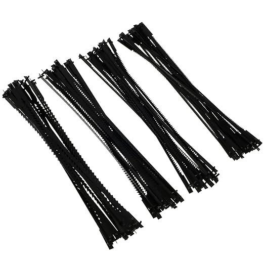 80Pcs Scroll Saw Blade Pin End 5inch Sturdy Carbon Steel Scroll Saw Blade Durable Cutting Pinned Scroll Saw Blades Set TPI 10/15/18/24 Replacement for Cutting Wood Plastic Metal US(80PCS)