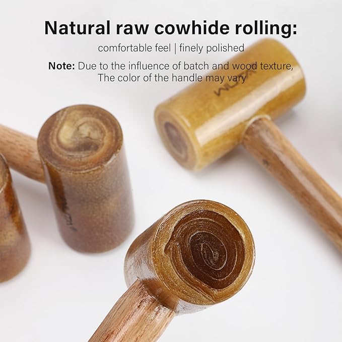WUTA Rawhide Mallet 100% Rawhide-head Hammer for Jewelry Making Leather Craft Hammer Stamping Jewelry Leather Worker Craft Tool Good Buffering Mallet 42mm
