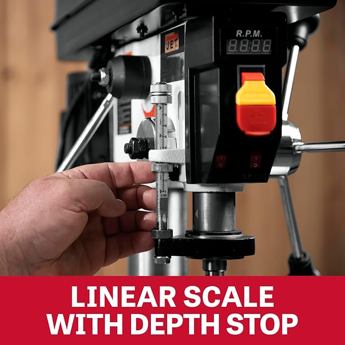 JET 12-Inch Benchtop Drill Press, Variable Speed, 1/2 HP, 115V 1Ph (Model JWDP-12)