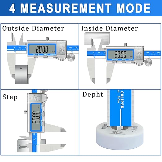 Digital Caliper 6 Inch Measuring Tool Stainless Steel Vernier Caliper Digital Micrometer with Large LCD Screen,Auto-Off Feature, Inch/Millimeter/Fraction Conversion Measuring Tool Caliper