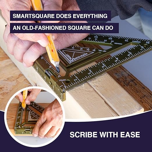 Commando 7.5" - Advanced Carpenter Square with Jig Block - Accurate Flatwork and Repetitive Markings (Ambush)