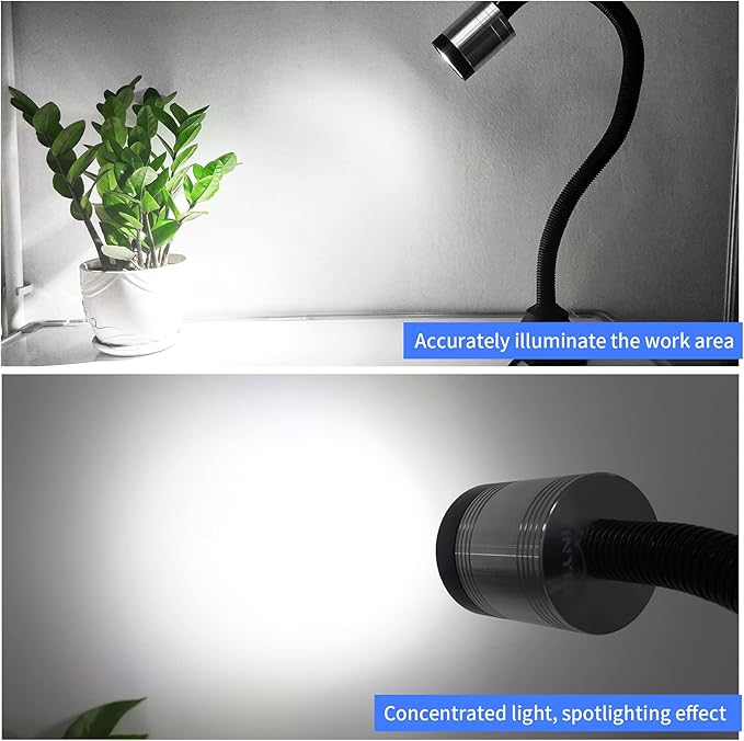 Flexible Work Light, Led Machine Light, Led Flexible Gooseneck Light 900 Lumens with 20inch Flexible Gooseneck 120 Volt for Lathe Workbench Bandsaw and Machine Tool