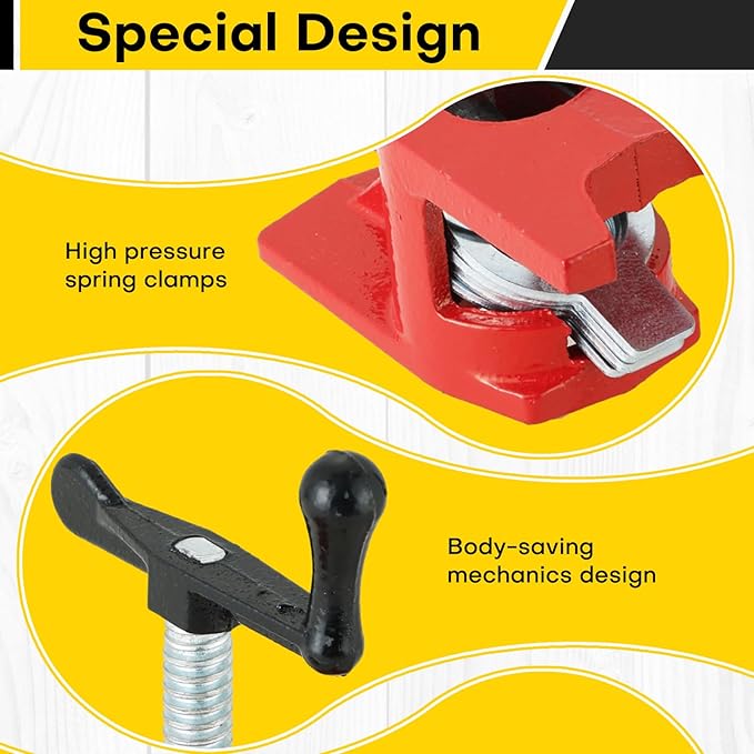 3/4" Wood Gluing Pipe Clamp Set | Professional Woodworking and Metalworking Clamps Tools with Unique Foot Design for Frame Assembly, Quick Release and Precision Gluing (8Pack，3/4")