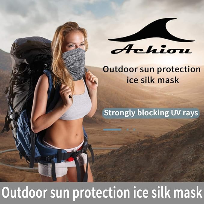 Achiou Cooling Neck Gaiter Face Cover Scarf, UV Protection Mask for Men and Women,Soft Windproof, Hiking Cycling Running
