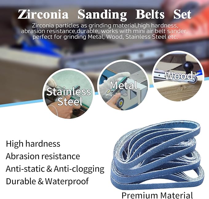 3/8x13 Inch Sanding Belts for Belt Sander, 30 Pack 3/8 x 13 Zirconia Sanding Belts 120 Grit, Zirconia Belt Sander Sanding Belts for Metal Polishing (3/8x13in, 120 Grit)