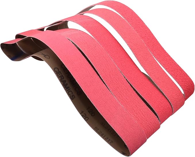 2 x 42 Inch Ceramic Sanding Belts, 2x42 Metal Grinding Belts, 36/40/60/80/120 Grits Sander Belt for Knife Sharpening, 5 Pack